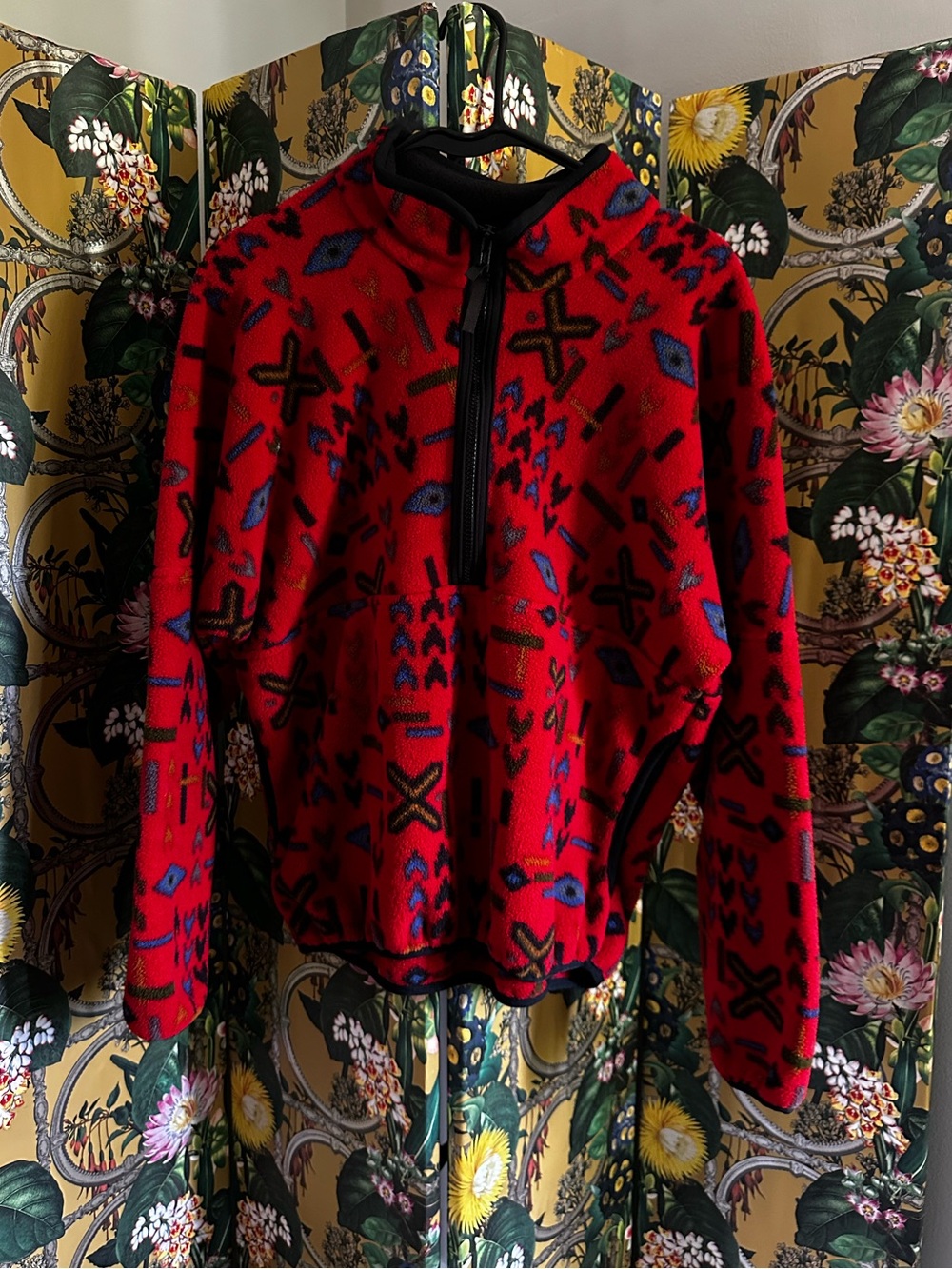 Penfield Aztec Medium Geometric print fleece half zip Pullover Sweater vintage